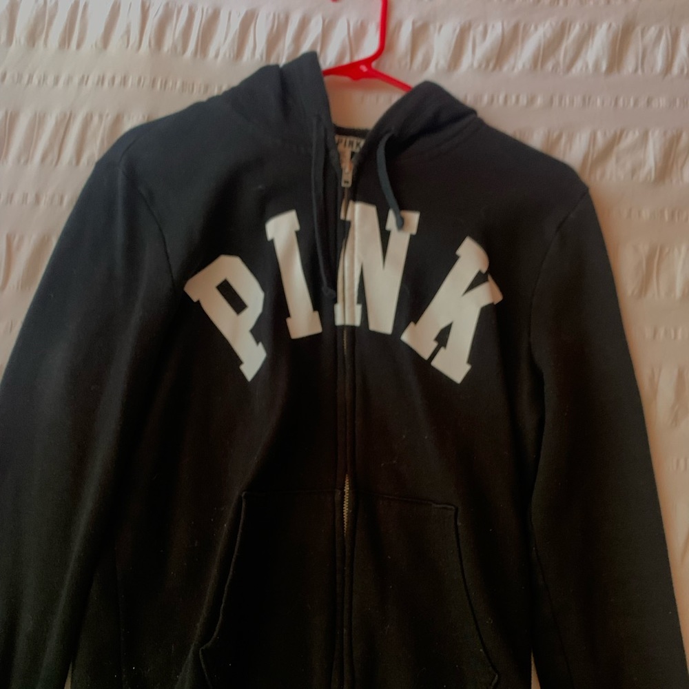 PINK black zip up sweater